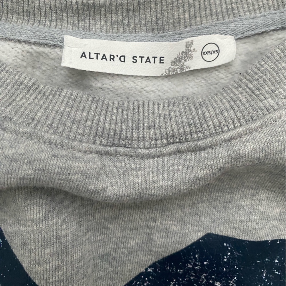 Altar'd State 89 Oversized Sweatshirt Gray Women’s Size XXS/XS - Picture 6 of 6